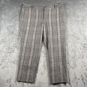 J Crew Pants Womens Size 14 Grey Tartan Plaid Ankle Skimmer City Fit Wool Blend